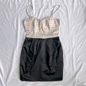 H&m satin color block convertible strapless party dress size 6 nude & black nwt